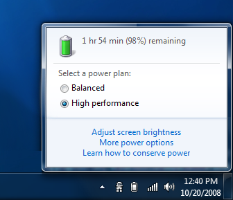 Windows 7 Battery Life Indicator