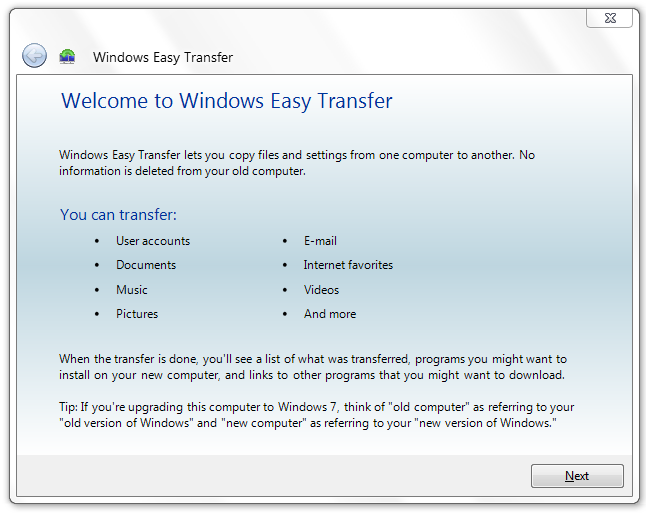 Windows Easy Transfer 01